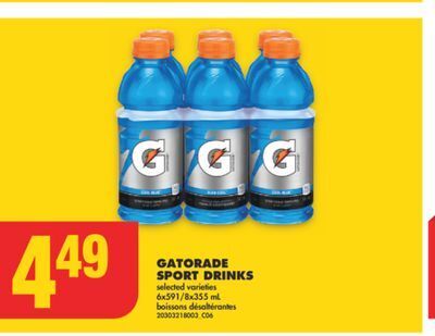 No Frills Gatorade sport drinks 6x591/8x355 ml offer