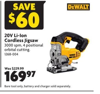 Home Hardware 20v li-ion cordless jigsaw offer