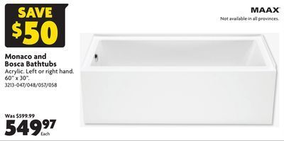 Home Hardware Monaco and bosca bathtubs offer