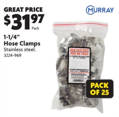 Home Hardware 1-1/4 hose clamps offer