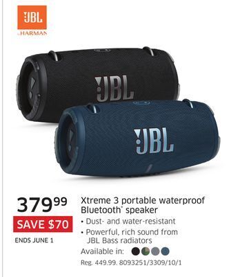 The Source Jbl xtreme 3 portable waterproof bluetooth speaker offer