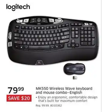 The Source Logitech mk550 wireless wave keyboard and mouse combo—english offer