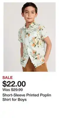Old Navy Short-sleeve printed poplin shirt for boys offer