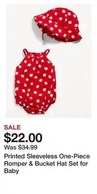 Old Navy Printed sleeveless one-piece romper & bucket hat set for baby offer