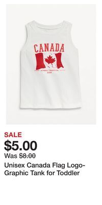 Old Navy Unisex canada flag logo-graphic tank for toddler offer