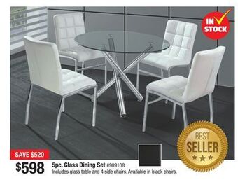 Bad Boy Superstore 5pc. glass dining set offer