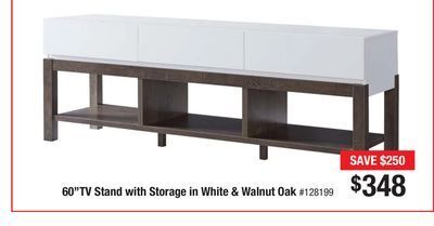 Bad Boy Superstore 60 tv stand with storage in white & walnut oak offer