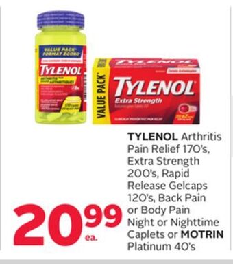 Rexall Tylenol arthritis pain relief 170' s, extra strength 200' s, rapid release gelcaps 120' s, back pain or body pain night or ni offer