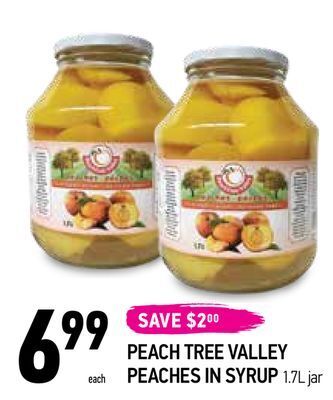 Coppa's Fresh Market Peach tree valley peaches in syrup offer