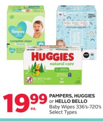 Rexall Pampers, huggies or hello bello baby wipes 336' s-720' s offer