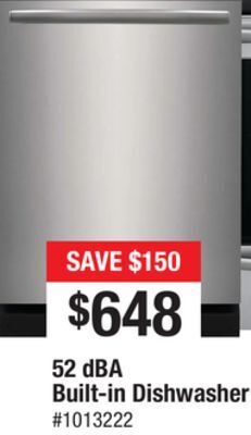 Bad Boy Superstore Frigidaire 52 dba built-in dishwasher offer