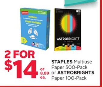Rexall Staples multiuse paper 500-pack or astrobrights paper 100-pack offer
