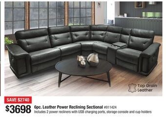 Bad Boy Superstore 6pc. leather power reclining sectional offer
