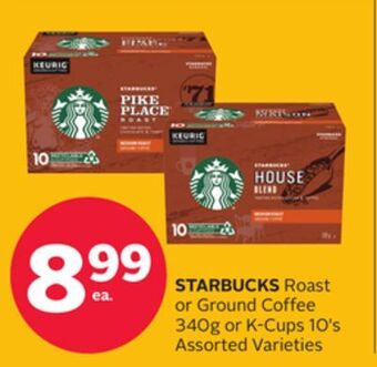 Rexall Starbucks roast or ground coffee 340g or k-cups 10' s offer