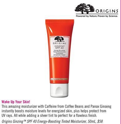 Shoppers Drug Mart Origins ginzing tm spf 40 energy-boosting tinted moisturizer offer