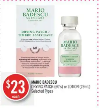 Shoppers Drug Mart Mario badescu drying patch (60's) or lotion (29ml) offer