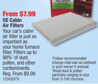 PartSource Oe cabin air filters offer