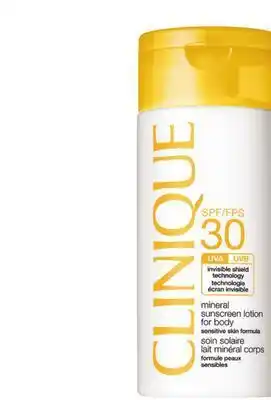 Shoppers Drug Mart Clinique broad spectrum spf 30 mineral sunscreen lotion for body offer