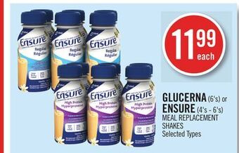 Shoppers Drug Mart Glucerna (6's) or  ensure (4's - 6's) meal replacement shakes offer