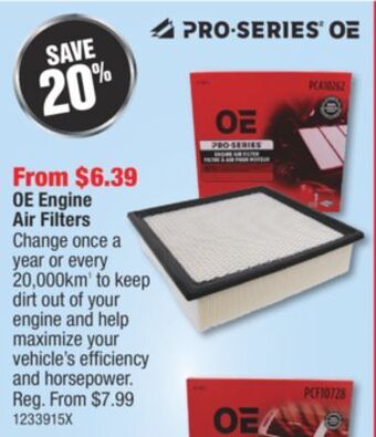PartSource Oe engine air filters offer