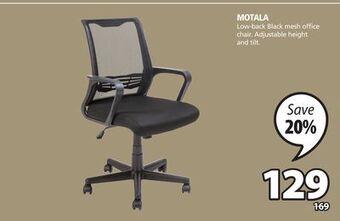 JYSK Motala low-back black mesh office chair offer