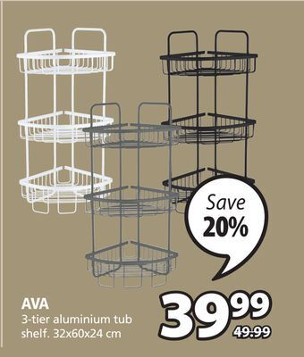 JYSK Ava 3-tier aluminium tub shelf offer