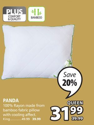 JYSK Panda 100% rayon made from bamboo fabric pillow with cooling affect offer