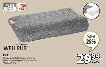JYSK Evje height-adjustable luxury pillow in pressure-relieving air memory foam offer