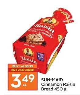 Sobeys Sun-Maid Cinnamon Raisin Bread offer