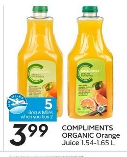 Sobeys Compliments Organic Orange Juice offer