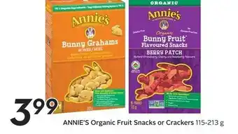 Sobeys Annie's Organic Fruit Snacks or Crackers offer