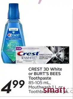 Sobeys Crest 3D White or Burt's Bees Toothpaste offer