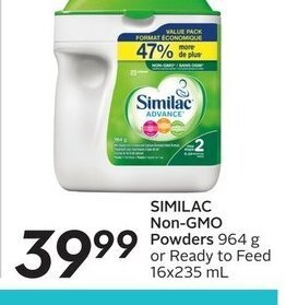 Sobeys Similac Non-GMO Powders offer