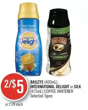Shoppers Drug Mart Baileys, international delight or silk coffee whitener offer