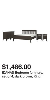 IKEA Idanäs bedroom furniture, set of 4, dark brown, king offer