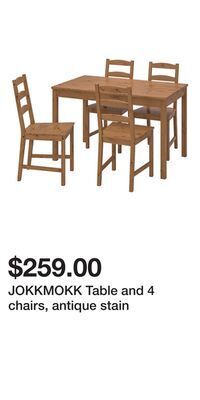 IKEA Jokkmokk table and 4 chairs, antique stain offer