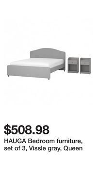 IKEA Hauga bedroom furniture, set of 3, vissle gray, queen offer