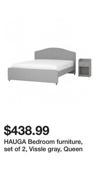 Hauga bedroom furniture, set of 2, vissle gray, queen