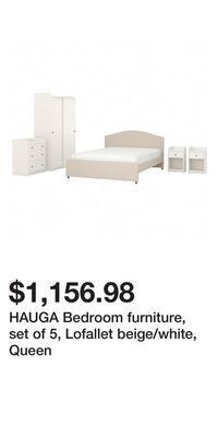 IKEA Hauga bedroom furniture, set of 5, lofallet beige/white, queen offer