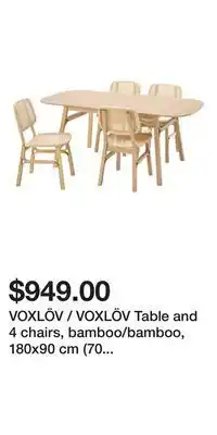 IKEA Voxlöv / voxlöv table and 4 chairs, bamboo/bamboo, 180x90 cm (70 7/8x35 3/8 ) offer