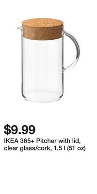 IKEA Ikea 365+ pitcher with lid, clear glass/cork, 1.5 l (51 oz) offer