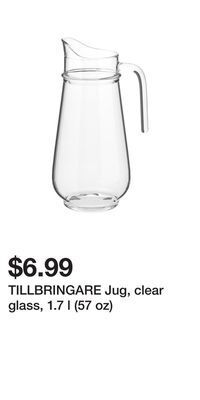 IKEA Tillbringare jug, clear glass, 1.7 l (57 oz) offer
