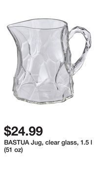 IKEA Bastua jug, clear glass, 1.5 l (51 oz) offer