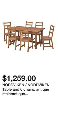 IKEA Nordviken / nordviken table and 6 chairs, antique stain/antique stain, 152/223x95 cm (59 7/8/87 3/4x37 3/8 ) offer