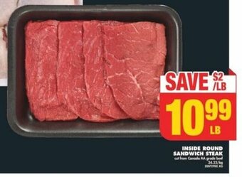 No Frills INSIDE ROUND SANDWICH STEAK / LB offer