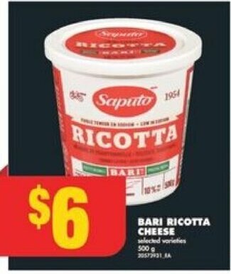 No Frills BARI RICOTTA CHEESE, 500 g offer