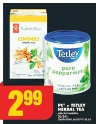 No Frills PC or TETLEY HERBAL TEA ,20/24's offer