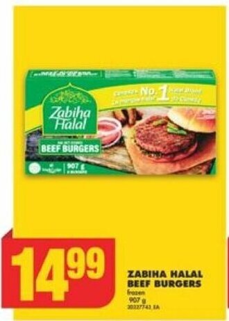No Frills ZABIHA HALAL BEEF BURGERS 907 g offer