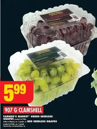 No Frills FARMER'S MARKET GREEN SEEDLESS GRAPES OR RED SEEDLESS GRAPES offer