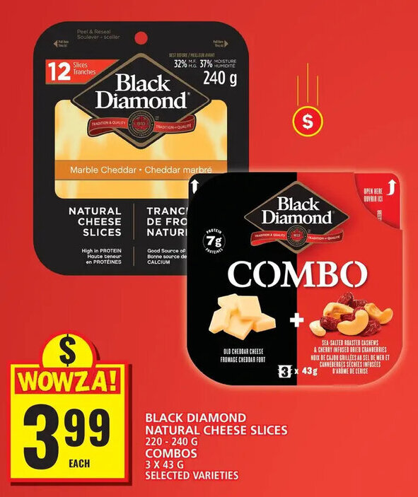 Food Basics BLACK DIAMOND NATURAL CHEESE SLICES 220 - 240 G offer